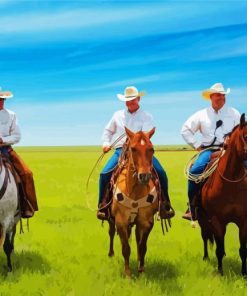 Three Cowboys And Horses paint by number