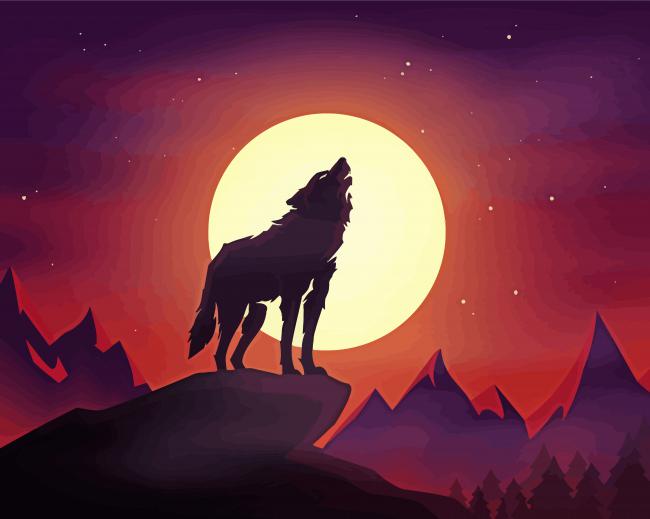 Moon Wolf paint by number
