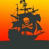 Pirate Boat Silhouette paint by number