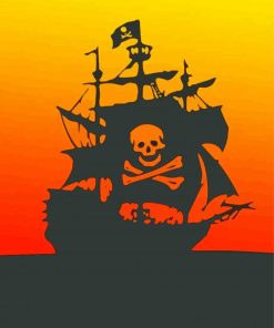 Pirate Boat Silhouette paint by number