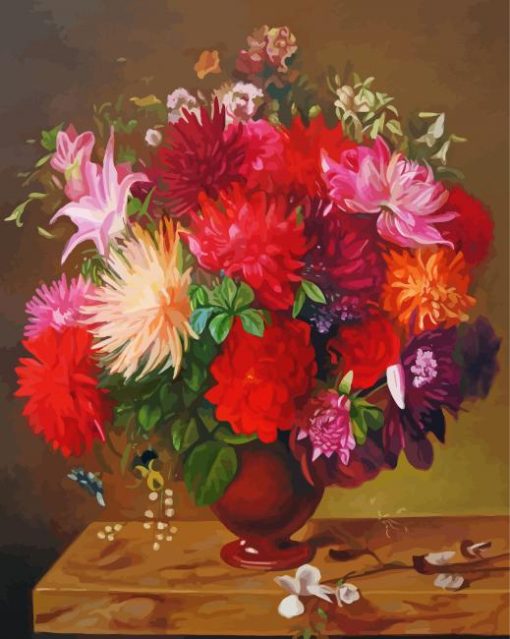 Red And Pink Old Masters Flowers paint by number
