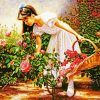 Girl And Roses Basket paint by number