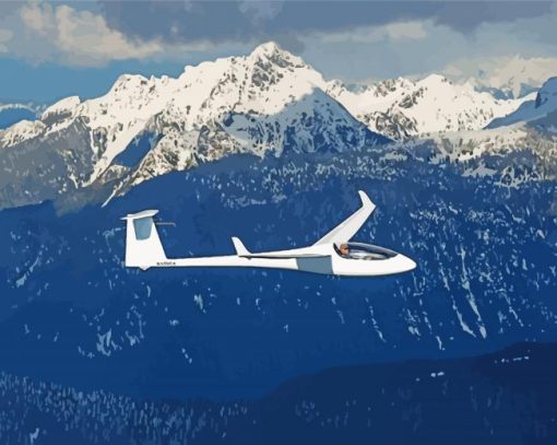 Glider Aircraft Over Mountains paint by number