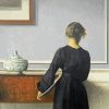Interior With Young Woman By Vilhelm Hammershoi paint by number