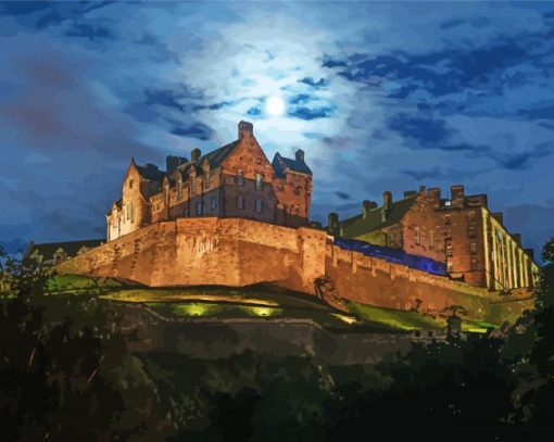 Moonlight Edinburgh Castle paint by number