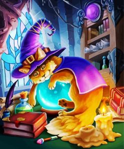Sleepy Wizard Cat paint by number