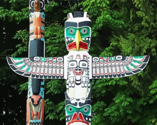 Totem Pole Native Indian Vancouver paint by number