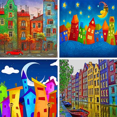 Colorful Buildings Paint By Numbers