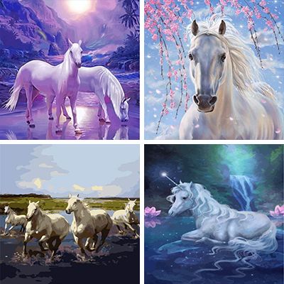 White Horses Paint By Numbers