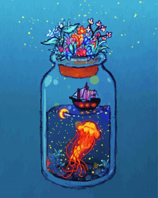 Aesthetic Ship In Bottle paint by number