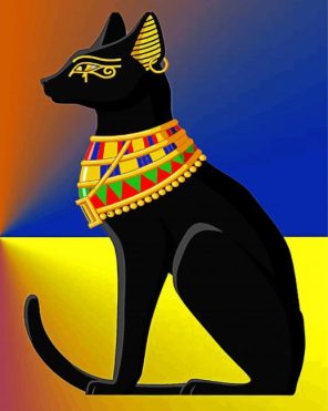 Black Egyptian Cat Paint by Numbers