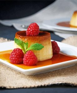 Caramel Flan With Berries paint by numbers