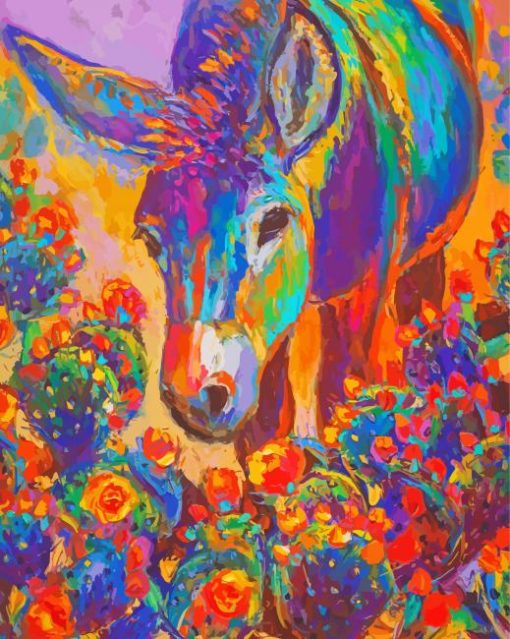 Colorful Donkey And Cactus paint by numbers