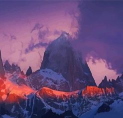 Fitz Roy At Sunset Paint by Numbers