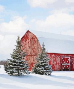 Snow Barn Illustration paint by numbers