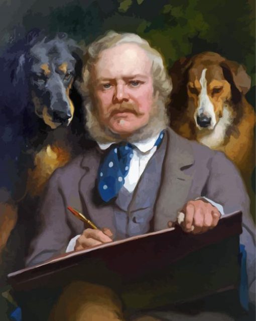 Artist With Two Dogs paint by numbers