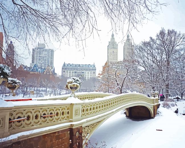 Beautiful Winter Central Park paint by numbers