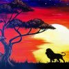 Lion Sunset Silhouette paint by numbers