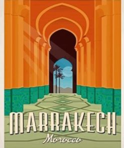 Marrakech City Morocco Poster Paint by Numbers