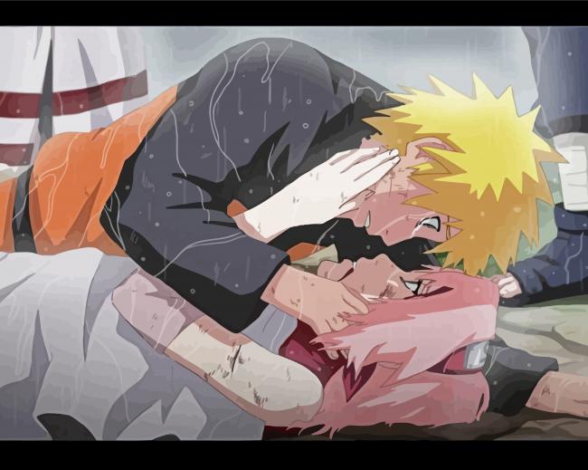 Naruto And Sakura Crying paint by numbers
