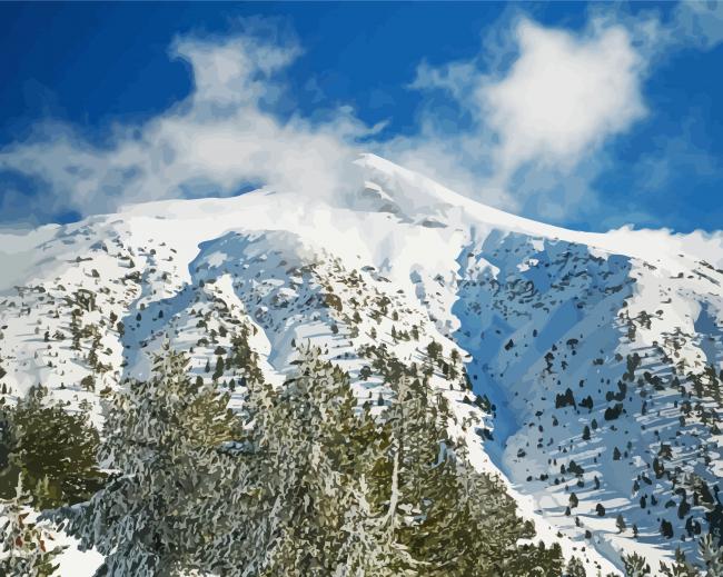 Snowy Smolikas Greek Mountain paint by numbers