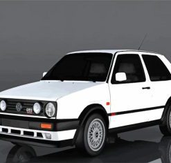 White Volkswagen Golf Mk2 Paint by Numbers