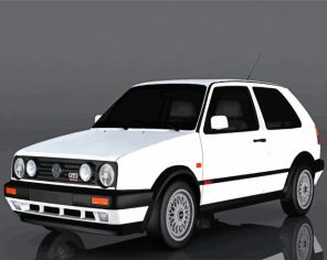 White Volkswagen Golf Mk2 Paint by Numbers