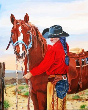 Woman Cowboy Scene Paint by Numbers